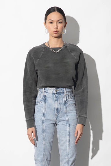Diana Washed Black Cotton Vintage Sweatshirt | Parva Studios 
