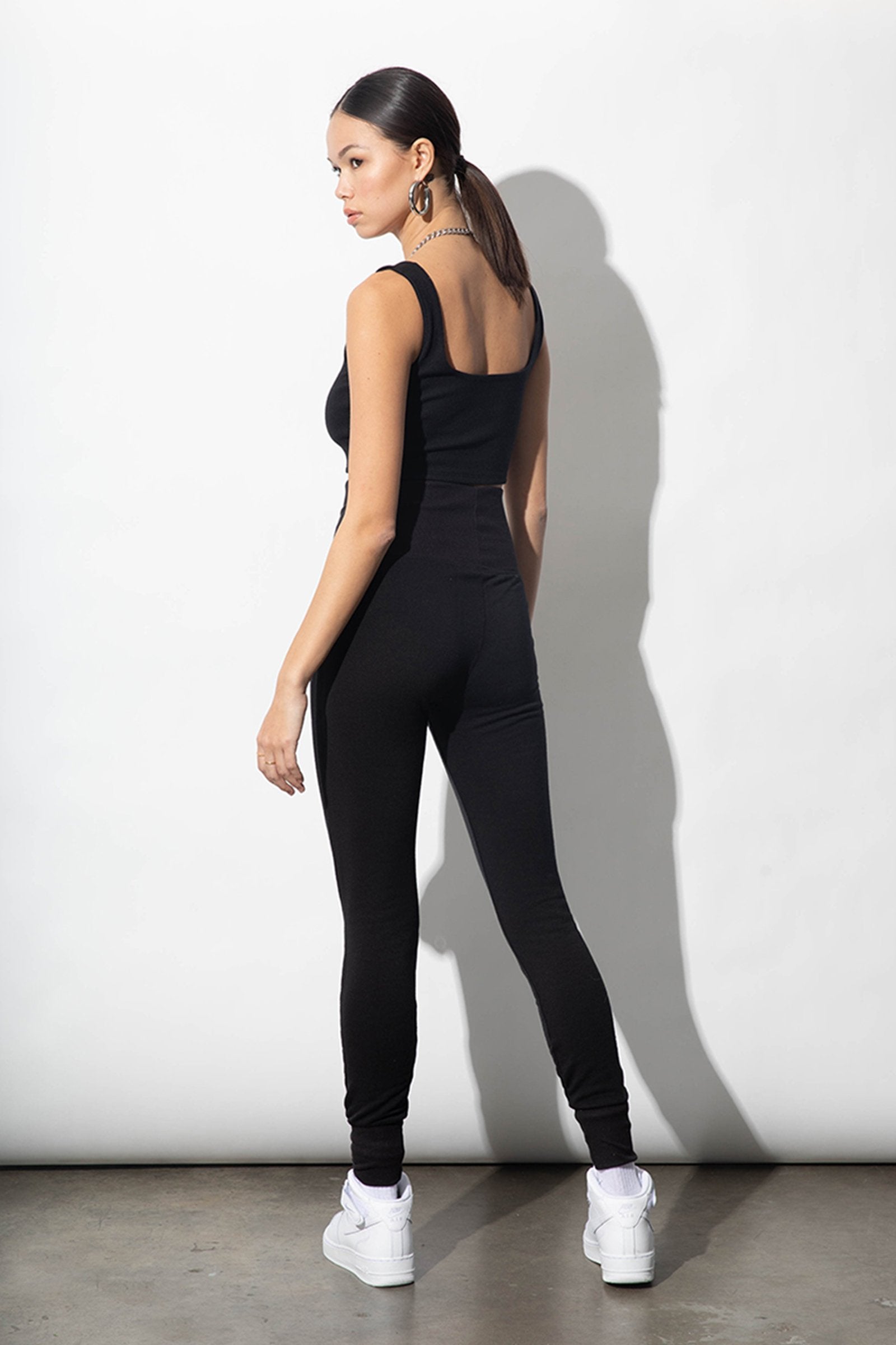 Fonda Black Modal Ultrasoft Fleece High Waisted Leggings | Parva Studios