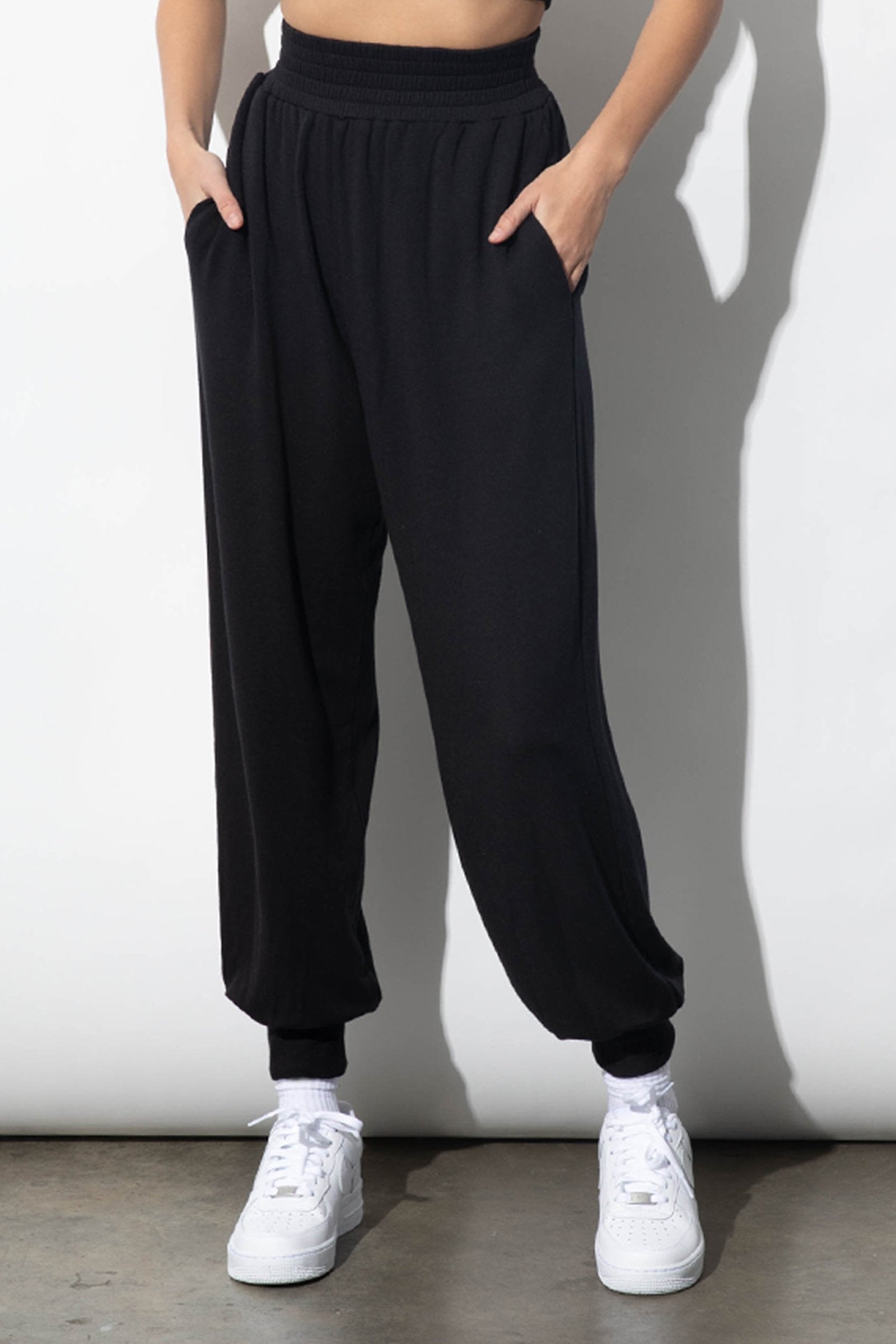 Harlow Black Modal Ultrasoft Fleece Sweatpants