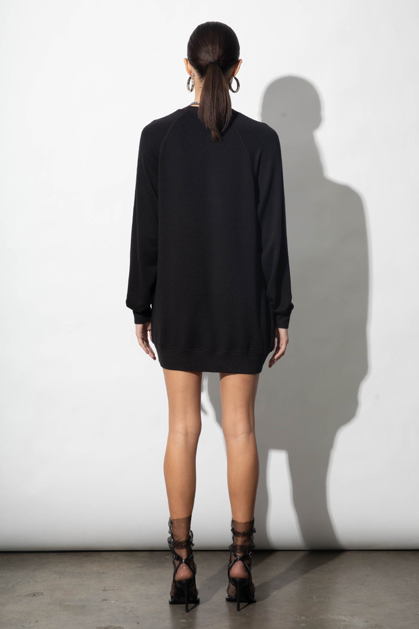 Bridget Black Modal Ultrasoft Fleece Sweatshirt Dress