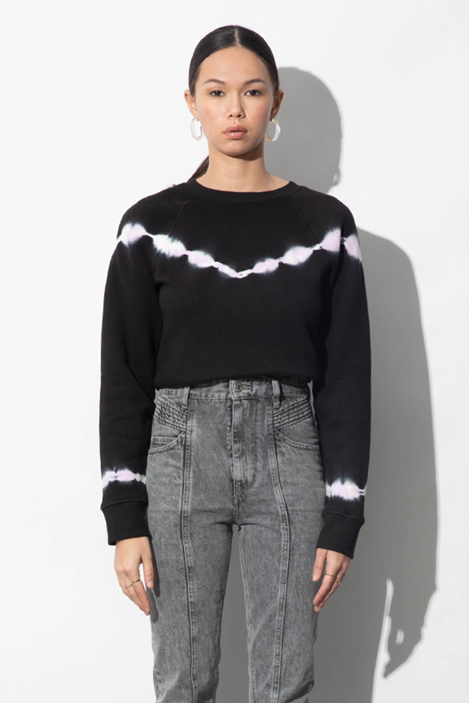 Diana Black Tie Dye Cotton Vintage Sweatshirt | Parva Studios 