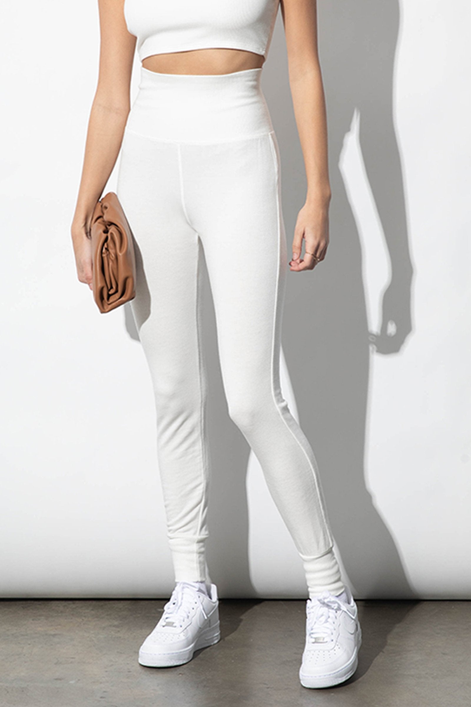 Fonda Ivory Modal Ultrasoft Fleece High Waisted Leggings | Parva Studios