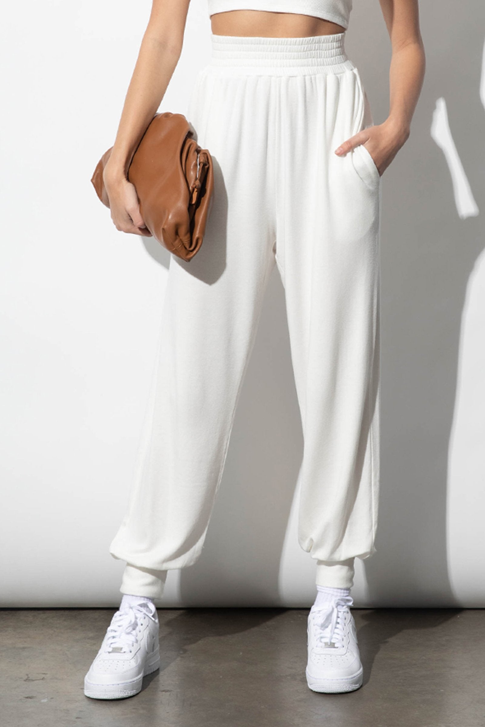 Harlow Ivory Modal Ultrasoft Fleece Sweatpants | Parva Studios